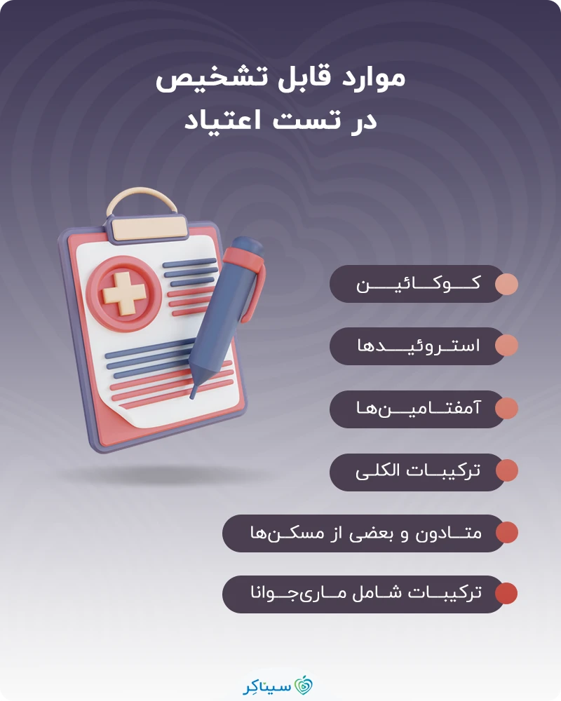 موارد قابل تشخیص در تست اعتیاد