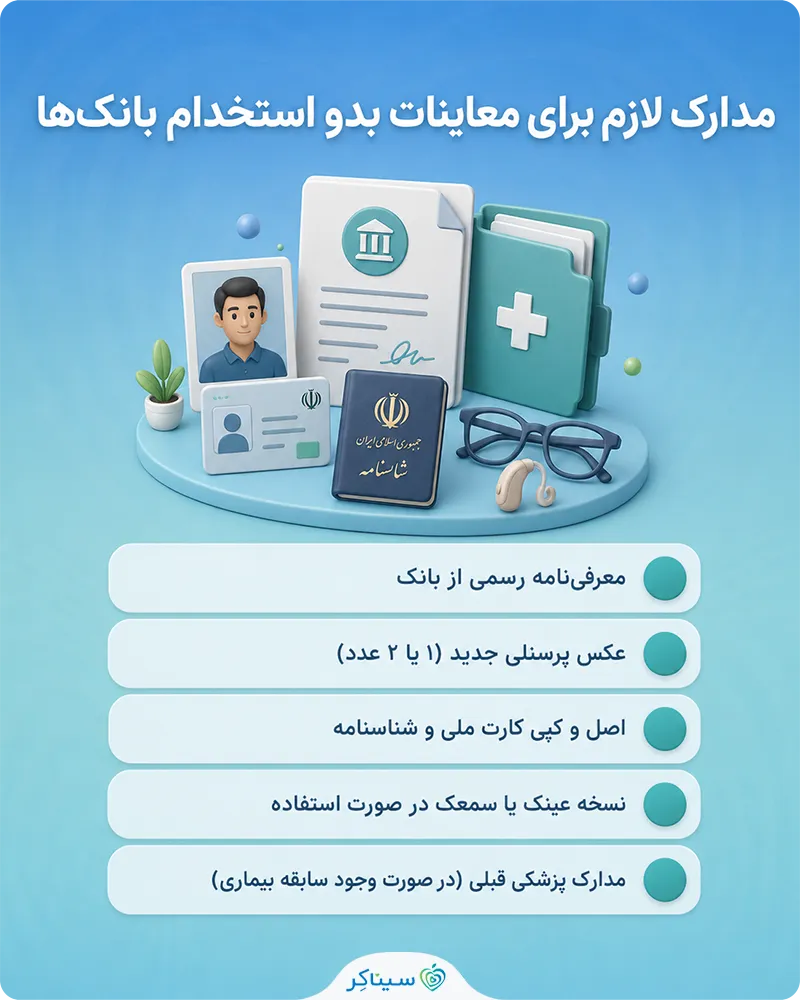 معرفی مدارک لازم برای معاینات بدو استخدام بانک‌ها